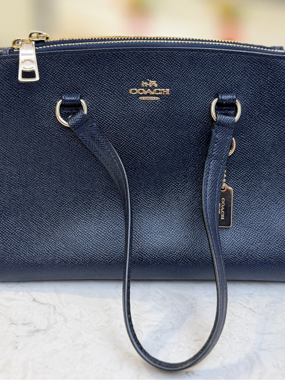 Coach Navy Stanton Tote with Gold Hardware